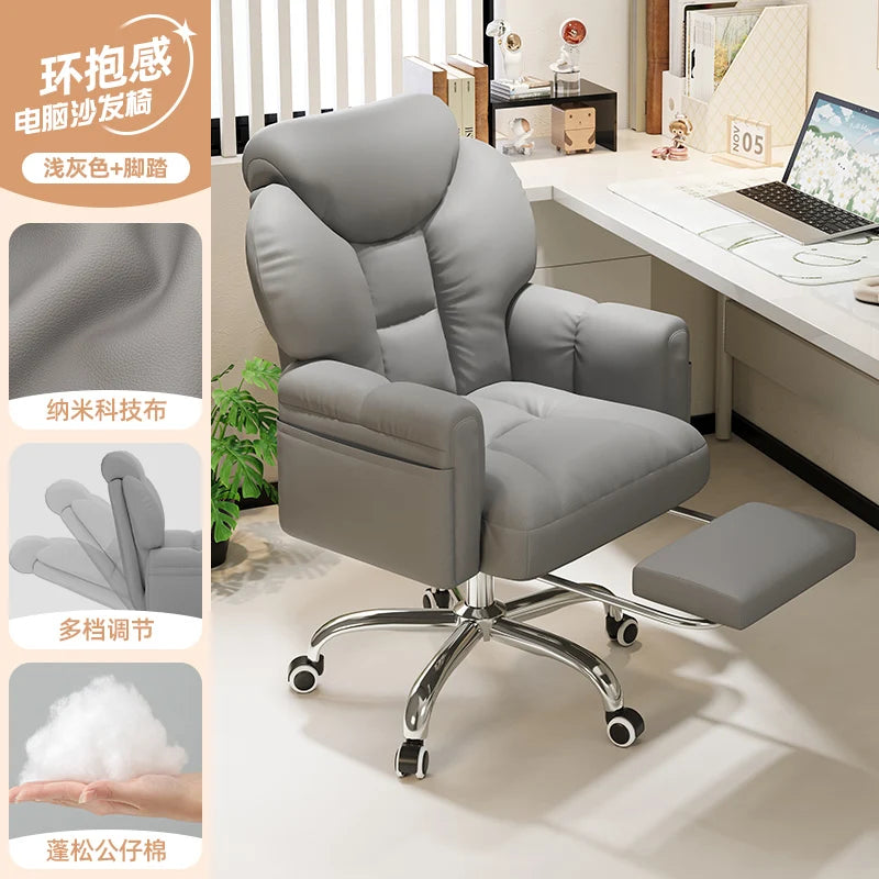 Modern White Office Chair Mobile Footrest Swivel Soft Gaming Chair Comfortable Aesthetic Sillas De Gamer Office Furniture