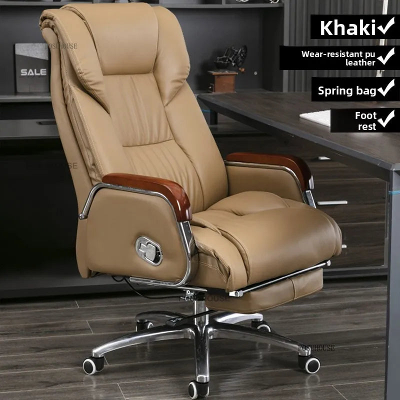 Comfortable Leather Back Boss Chair for Office Furniture Nordic Leisure Swivel Office Chairs Simple Student Computer Gamer Chair