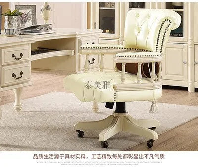 Genuine Leather Modern Office Chair Wheels Luxury Computer Gaming Chair Lounge Ergonomical Chaise De Bureau Home Furniture