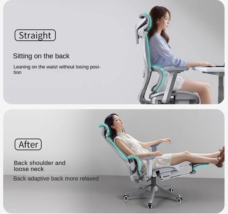 Adjustable Ergonomic Office Chair with Lumbar Support, Breathable Mesh Back, Soft Seat, and Tilt Function for Extended Sitting