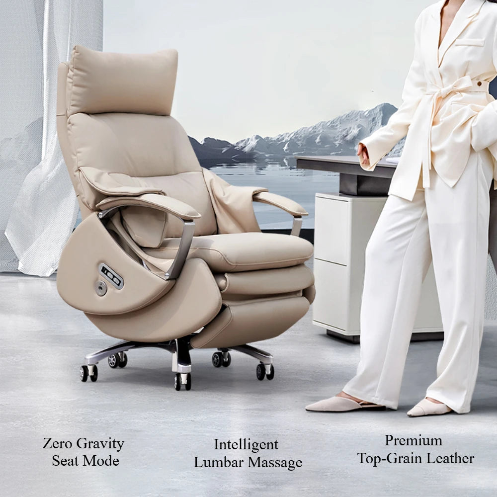 Leather Modern Office Chairs Makeup Boss Recliner Massage Computer Chair Autofull Ergonomic Silla Oficina School Furniture
