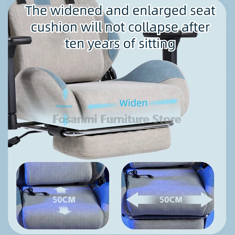 Tech Fabric Adjustable Modern Gamer Computer Chair with Headrest Recline Office Desk Chair Ergonomic Home Wide Seat Gaming Chair