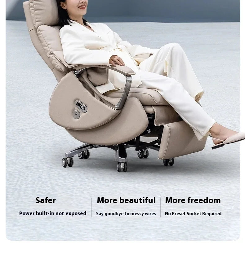 Leather Modern Office Chairs Makeup Boss Recliner Massage Computer Chair Autofull Ergonomic Silla Oficina School Furniture
