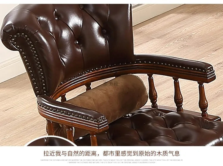 Genuine Leather Modern Office Chair Wheels Luxury Computer Gaming Chair Lounge Ergonomical Chaise De Bureau Home Furniture