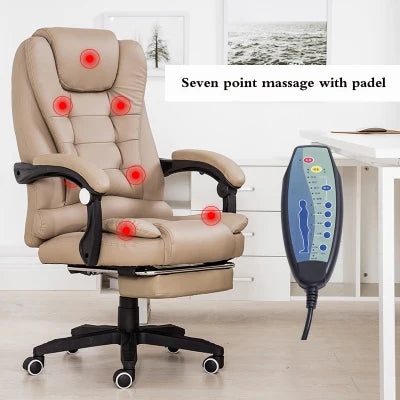 Office Boss Chair Ergonomic Computer Gaming Chair Internet Cafe Seat Household Reclining Seven-point massage Chair With Footrest