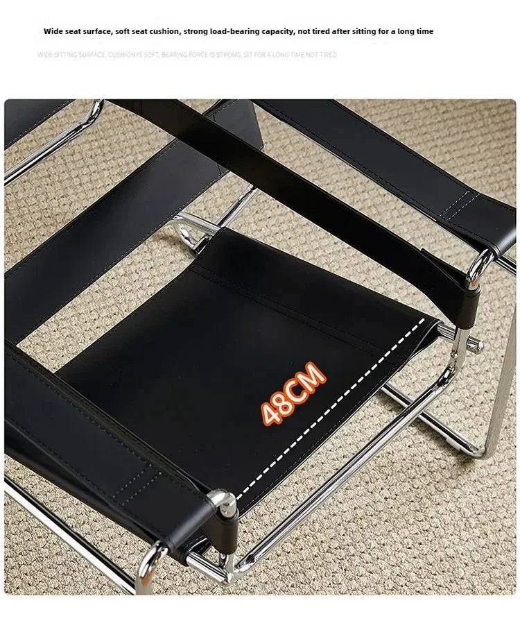 Nordic Vassili Leisure  Chair Single Chair Medieval Industrial Style Bauhaus Saddle Leather Simple Network Red Photo Furniture