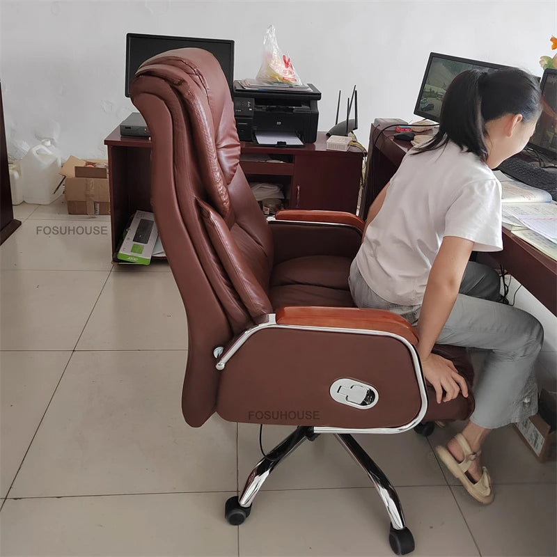 Comfortable Leather Back Boss Chair for Office Furniture Nordic Leisure Swivel Office Chairs Simple Student Computer Gamer Chair