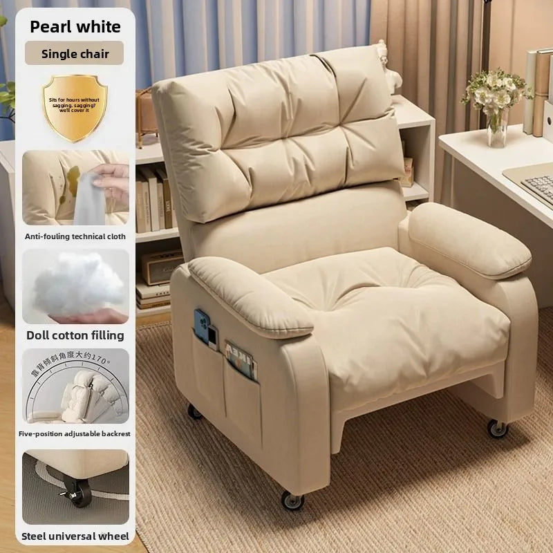 Home Comfortable Computer Chair with Headrest and Footrest, Reclining and Sitting, Movable with Wheels