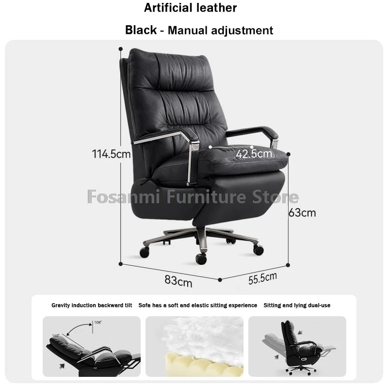 Adjustable Soft Gaming Swivel Chair Comfortable Leather Computer Office Chair with Footrest Thickened Back Desk Chairs for Home