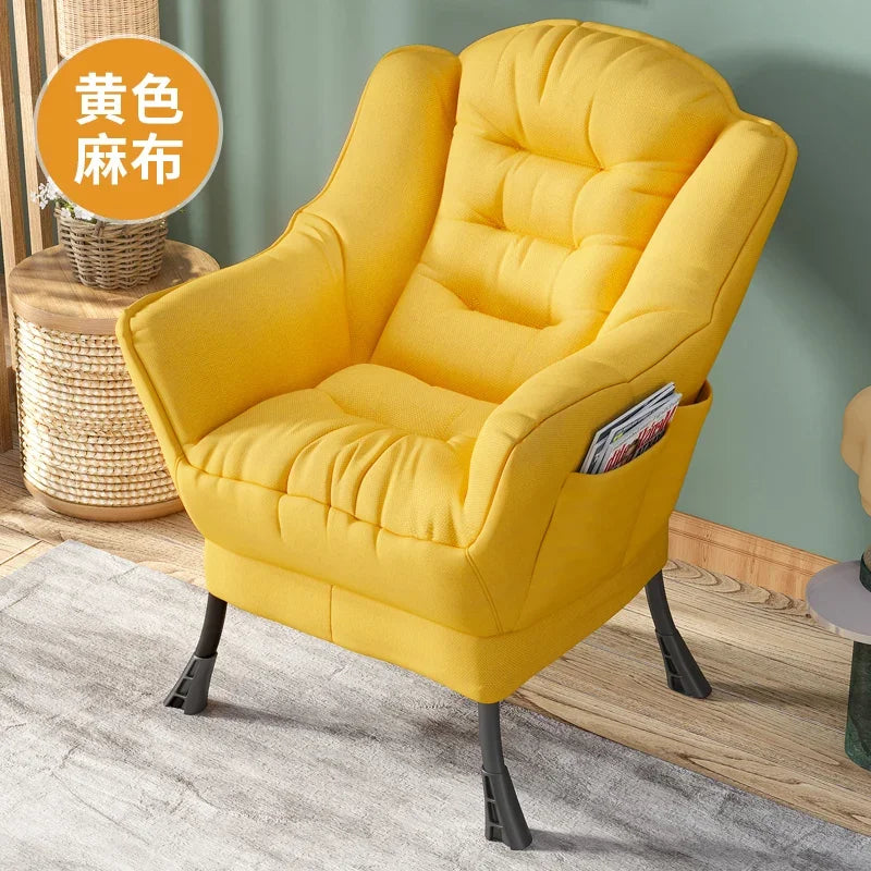 Sofa Chair Home Recreational Computer Chair Balcony Reclining Chair Backrest Small Sofa Chairs Washable  Cotton and Linen