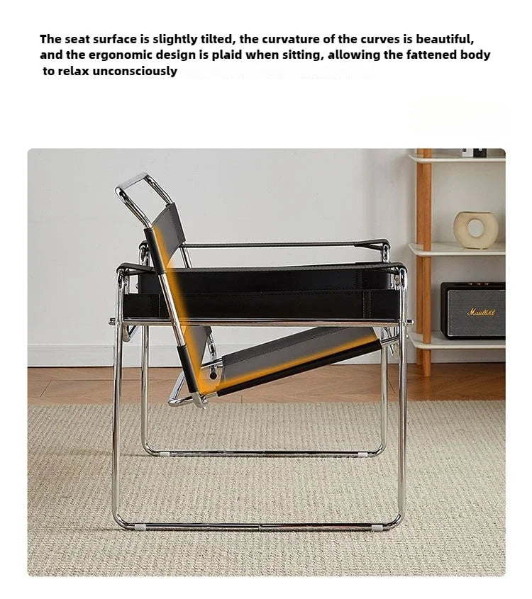 Nordic Vassili Leisure  Chair Single Chair Medieval Industrial Style Bauhaus Saddle Leather Simple Network Red Photo Furniture