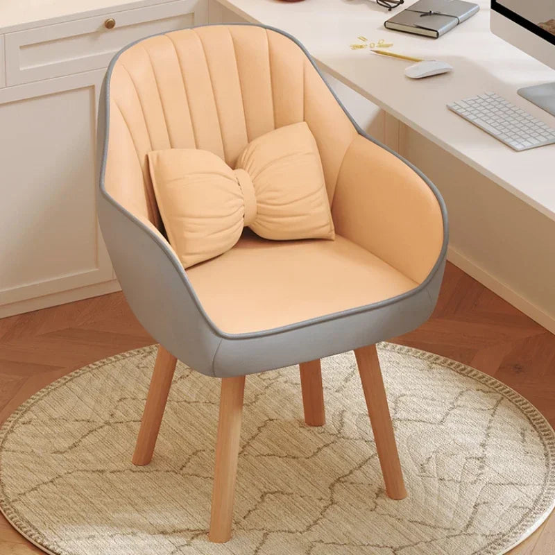 Prolonged Sitting Chair Comfortable Computer Seat Leather Backrest Chair Makeup Stool for Dormitory Study Versatile Seating