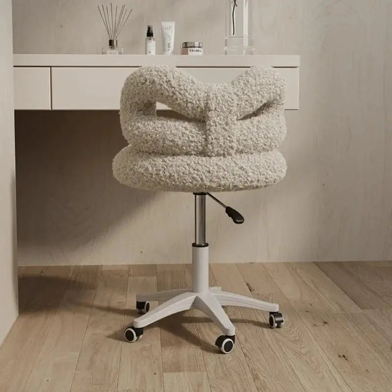 Elegant Modern Swivel Makeup Chair with Aluminum Alloy Base, Upholstered Leather,Adult Minimalist Vanity Seating for Living Room