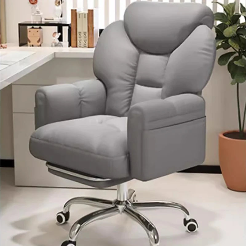 Modern White Office Chair Mobile Footrest Swivel Soft Gaming Chair Comfortable Aesthetic Sillas De Gamer Office Furniture