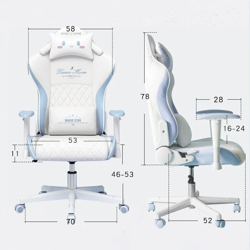 New Upgraded Office Chair Student Dormitory Clear Blue Gaming Chair Bedroom Lift Rotating Armrest Diamond Texture Cushion