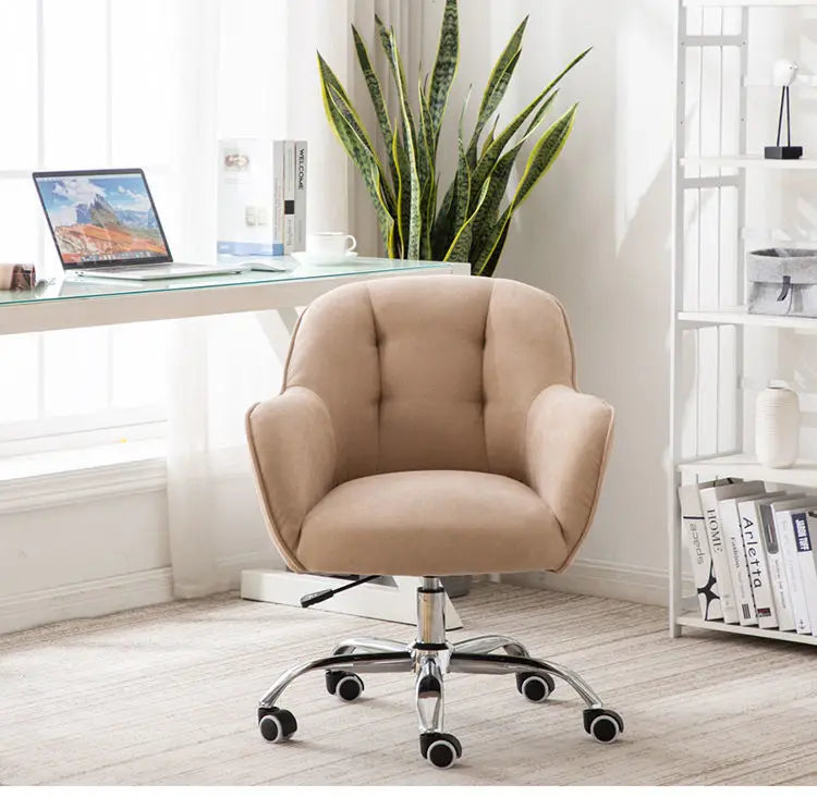 MOMO Scandinavian Simple Small Computer Chair Sedentary Fabric Backrest Chair Study Office Swivel Chair Can Lift Household Chair