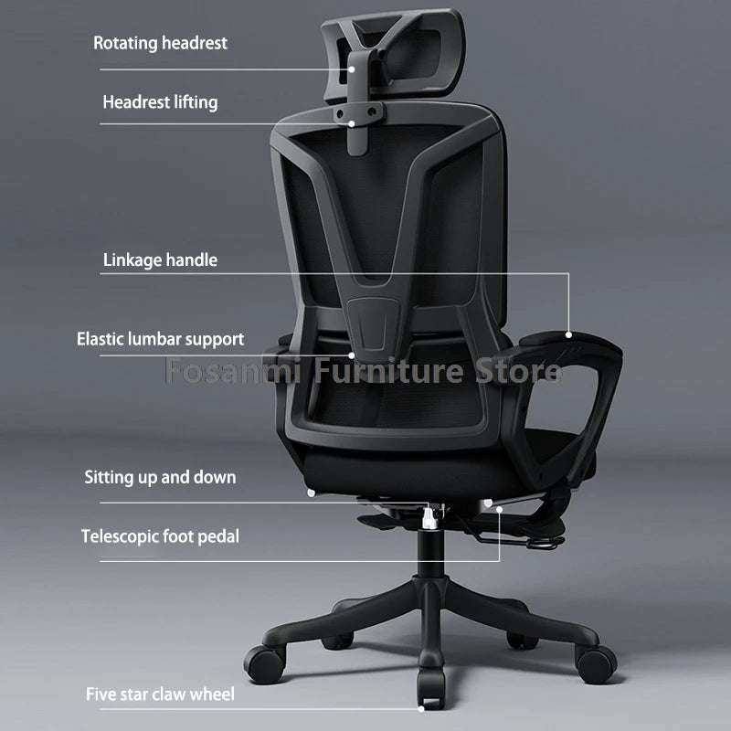 Ergonomic Office Computer Swivel Chair with Lumbar Support Reclining Adjustable Gamer with Comfort Headrest Desk Chairs for Home
