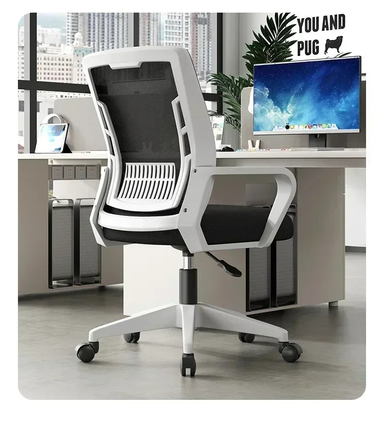 Ergonomic Office Chair Adjustable Headrest Lumbar Support Chair Breathable Mesh Backrest Comfortable Seat Home Office Gaming