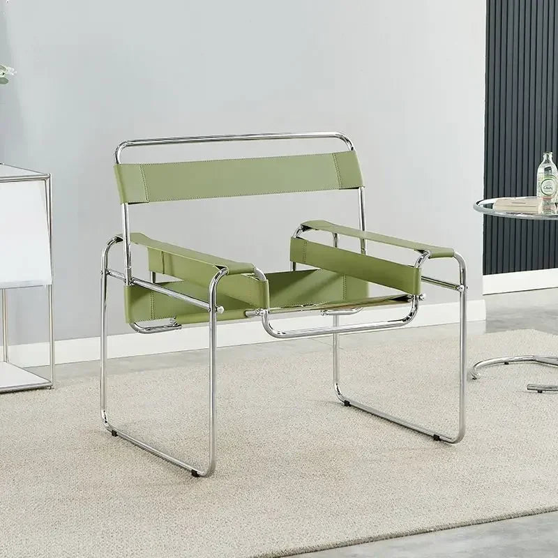 Nordic Vassili Leisure  Chair Single Chair Medieval Industrial Style Bauhaus Saddle Leather Simple Network Red Photo Furniture