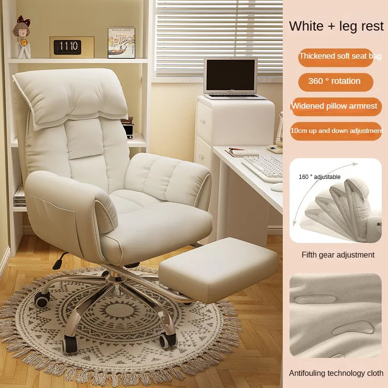 Gaming Chair Soft Comfortable Ergonomic Office Chair 4D Adjustable Armrest Headrest Recliner for Women 160° Lie Flat Boss Chair