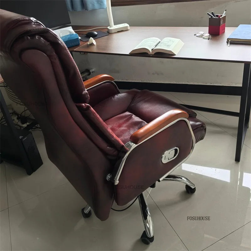 Comfortable Leather Back Boss Chair for Office Furniture Nordic Leisure Swivel Office Chairs Simple Student Computer Gamer Chair