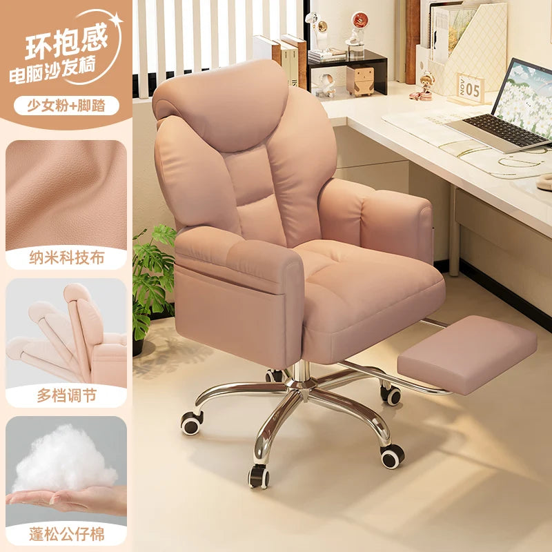 Modern White Office Chair Mobile Footrest Swivel Soft Gaming Chair Comfortable Aesthetic Sillas De Gamer Office Furniture