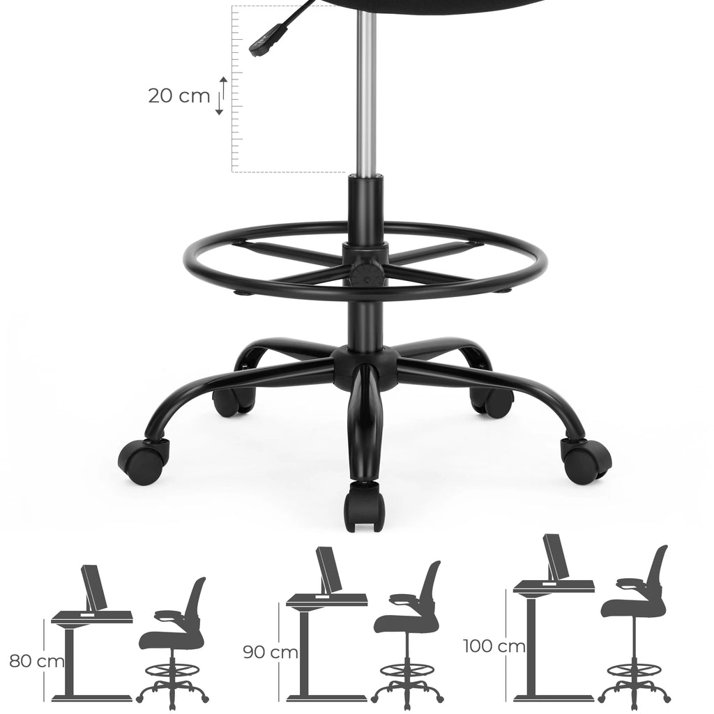 SONGMICS Drafting Chair with Flip-up Armrests, Mesh Office Chair, Ergonomic Painting Chair