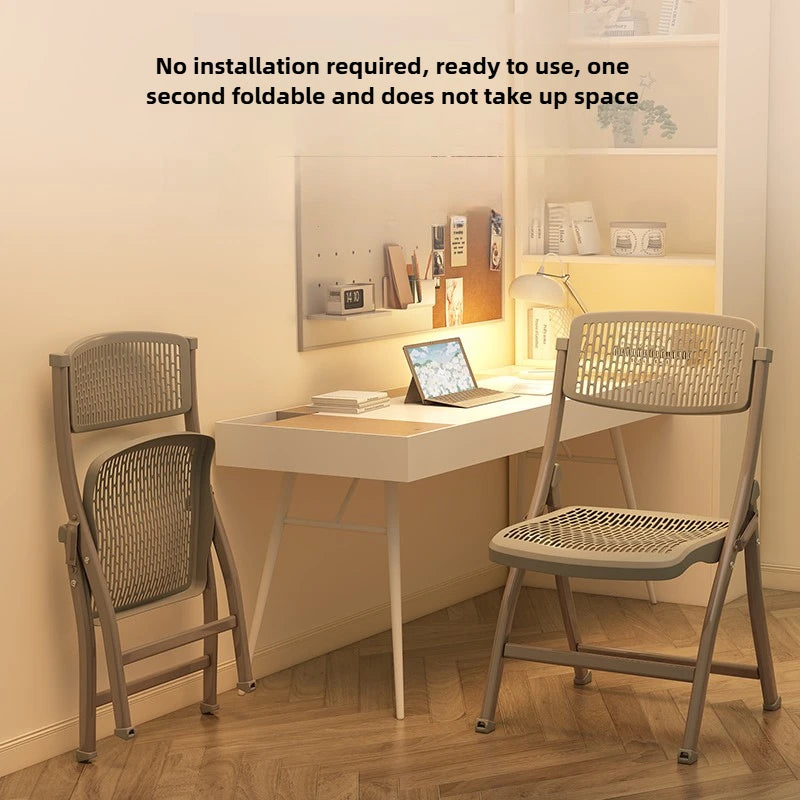 Foldable Office Chair with Thickened Seat, Anti-Slip Portable Training Chair, Breathable Computer Chair, Space Saving Stoo