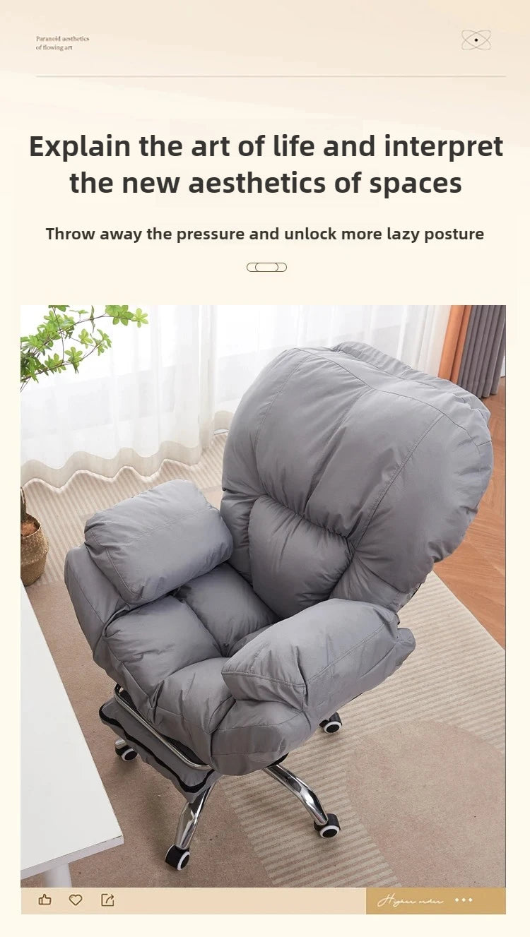 Computer Chair for Long Sitting, Adjustable Backrest Office Chair, Gaming and Study Desk Chair, Ergonomic Support for Women