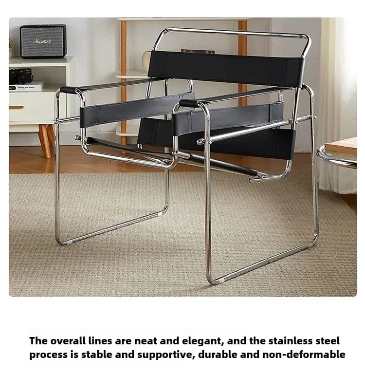 Nordic Vassili Leisure  Chair Single Chair Medieval Industrial Style Bauhaus Saddle Leather Simple Network Red Photo Furniture