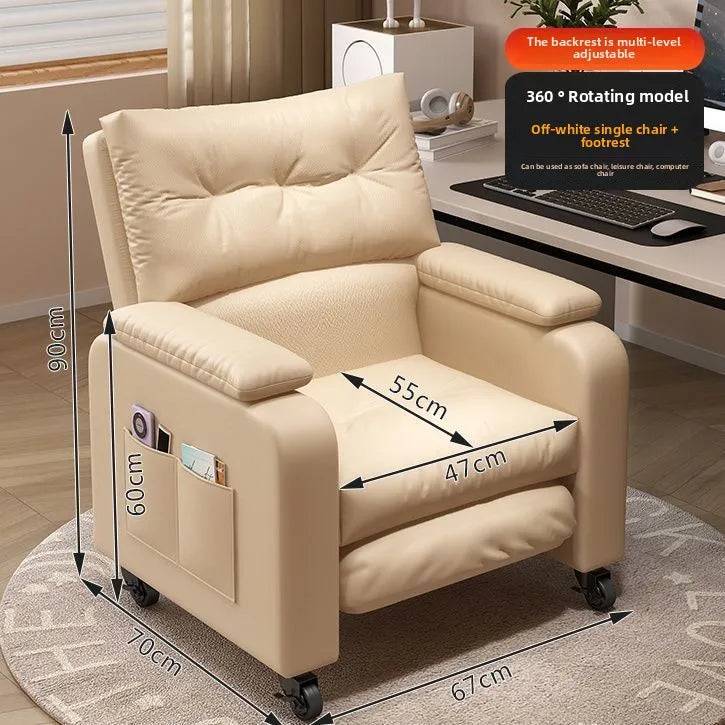 Home Comfortable Computer Chair with Headrest and Footrest, Reclining and Sitting, Movable with Wheels