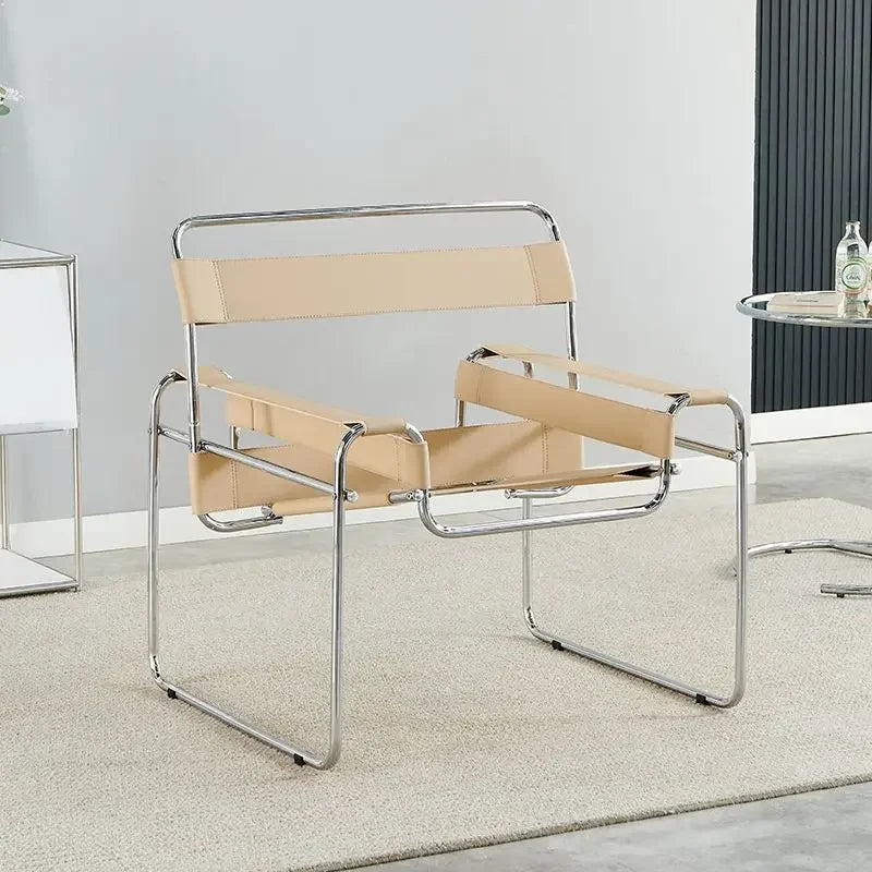 Nordic Vassili Leisure  Chair Single Chair Medieval Industrial Style Bauhaus Saddle Leather Simple Network Red Photo Furniture