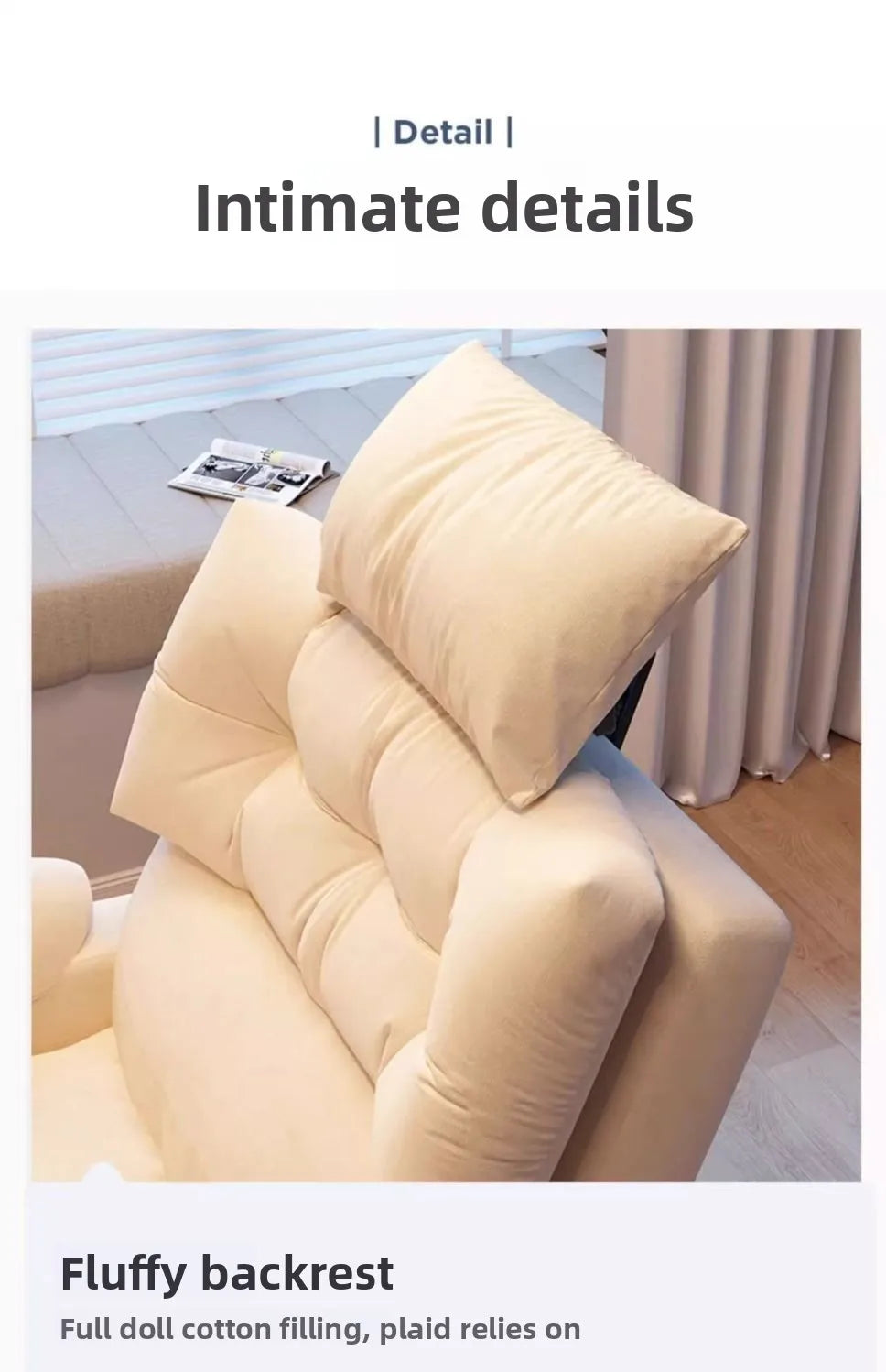 Home Comfortable Computer Chair with Headrest and Footrest, Reclining and Sitting, Movable with Wheels