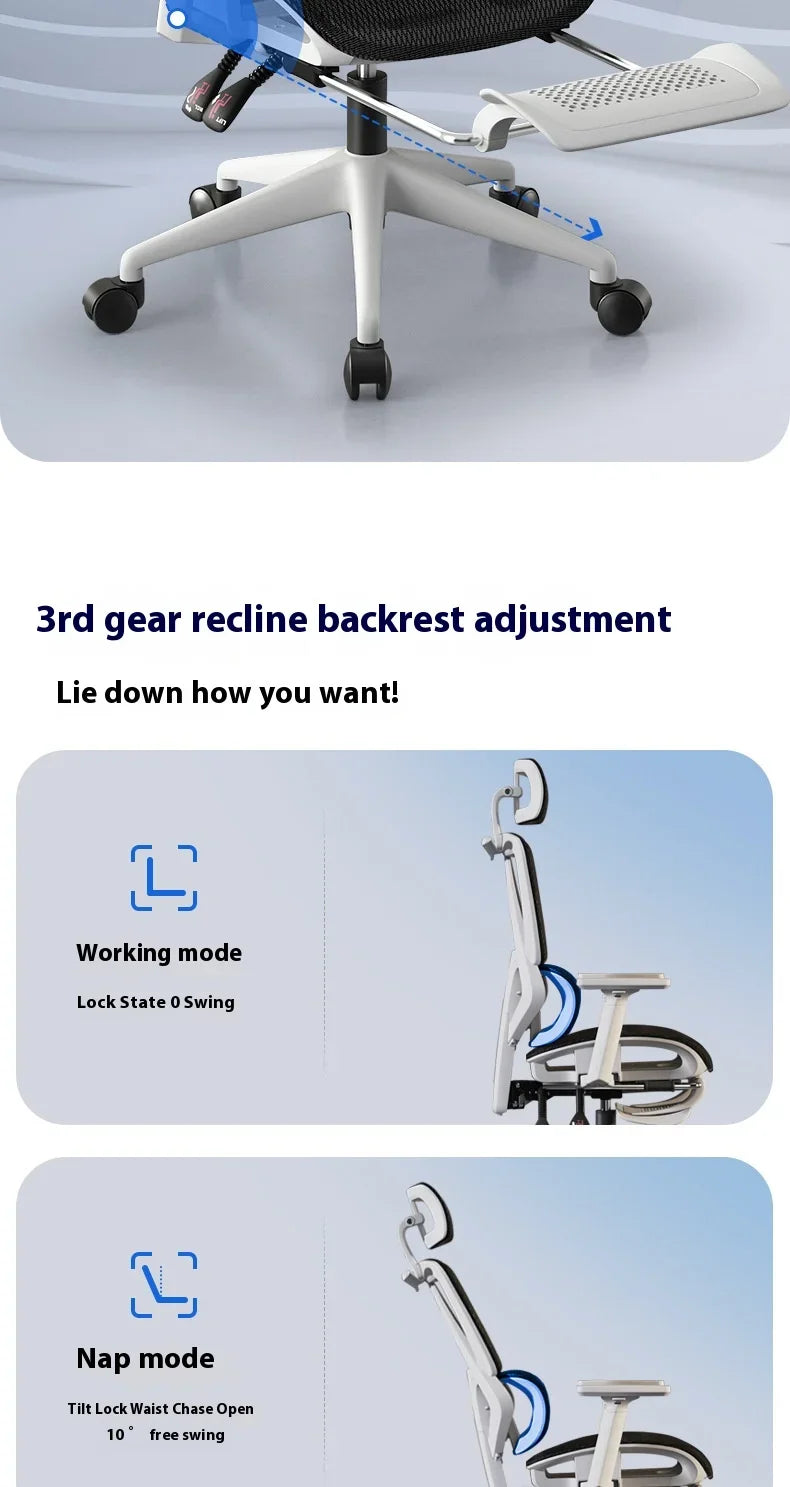 Ergonomic Chair Dresser Back Support Computer Gaming Chairs Wheels Massage Foot Rest Adjustable Sedia Da Ufficio Furniture