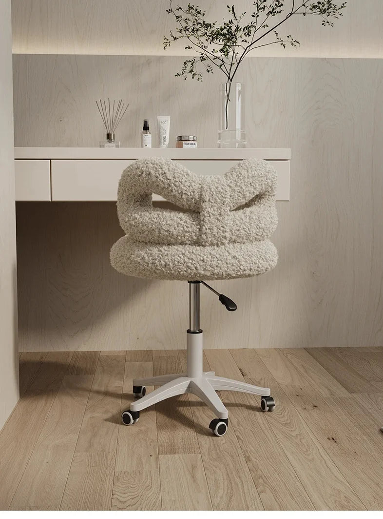 Elegant Modern Swivel Makeup Chair with Aluminum Alloy Base, Upholstered Leather,Adult Minimalist Vanity Seating for Living Room