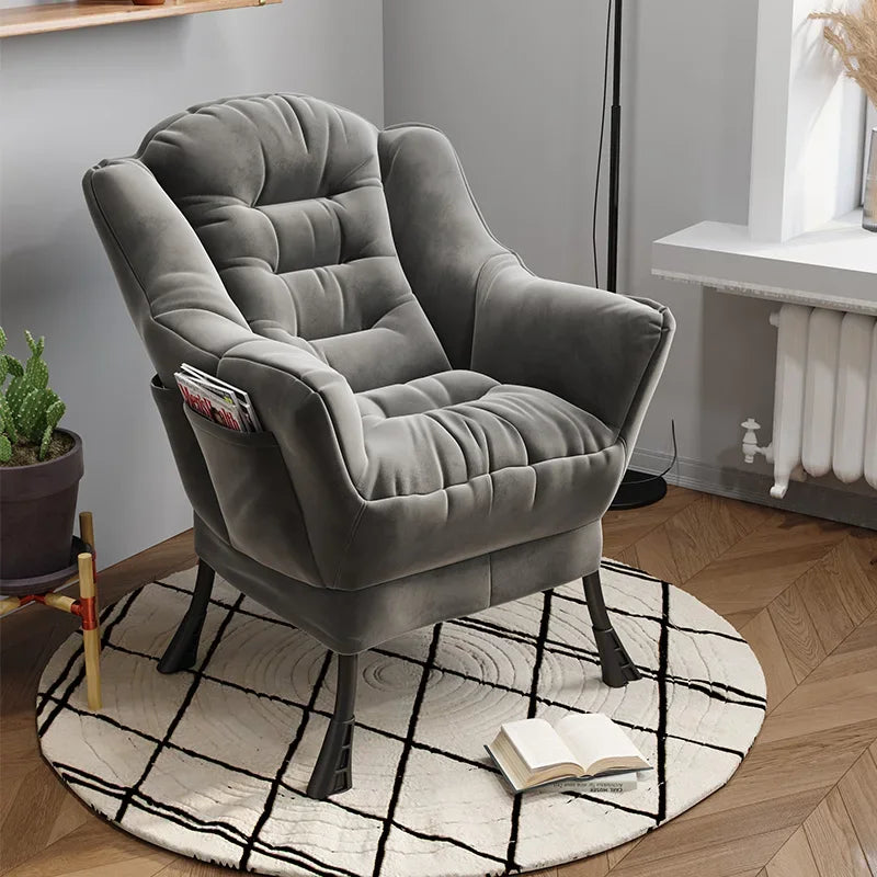 Sofa Chair Home Recreational Computer Chair Balcony Reclining Chair Backrest Small Sofa Chairs Washable  Cotton and Linen