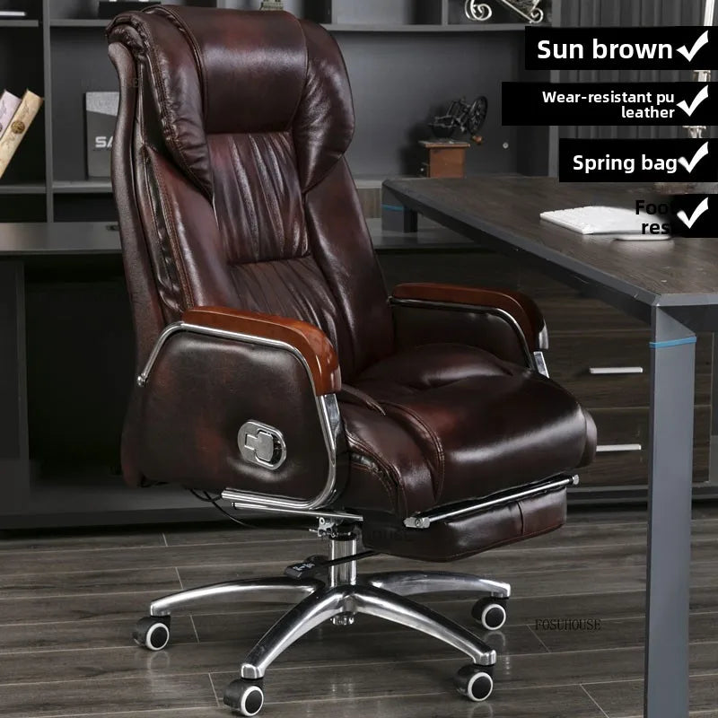 Comfortable Leather Back Boss Chair for Office Furniture Nordic Leisure Swivel Office Chairs Simple Student Computer Gamer Chair