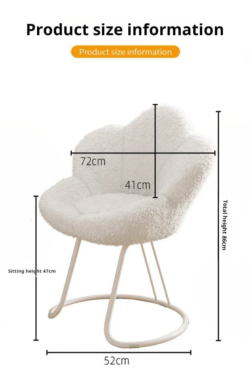 Nordic Lamb wool living room chairs INS luxury swivel soft Armchair bedroom reading makeup vanity Backrest Stool home furniture