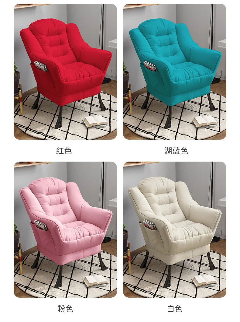 Sofa Chair Home Recreational Computer Chair Balcony Reclining Chair Backrest Small Sofa Chairs Washable  Cotton and Linen