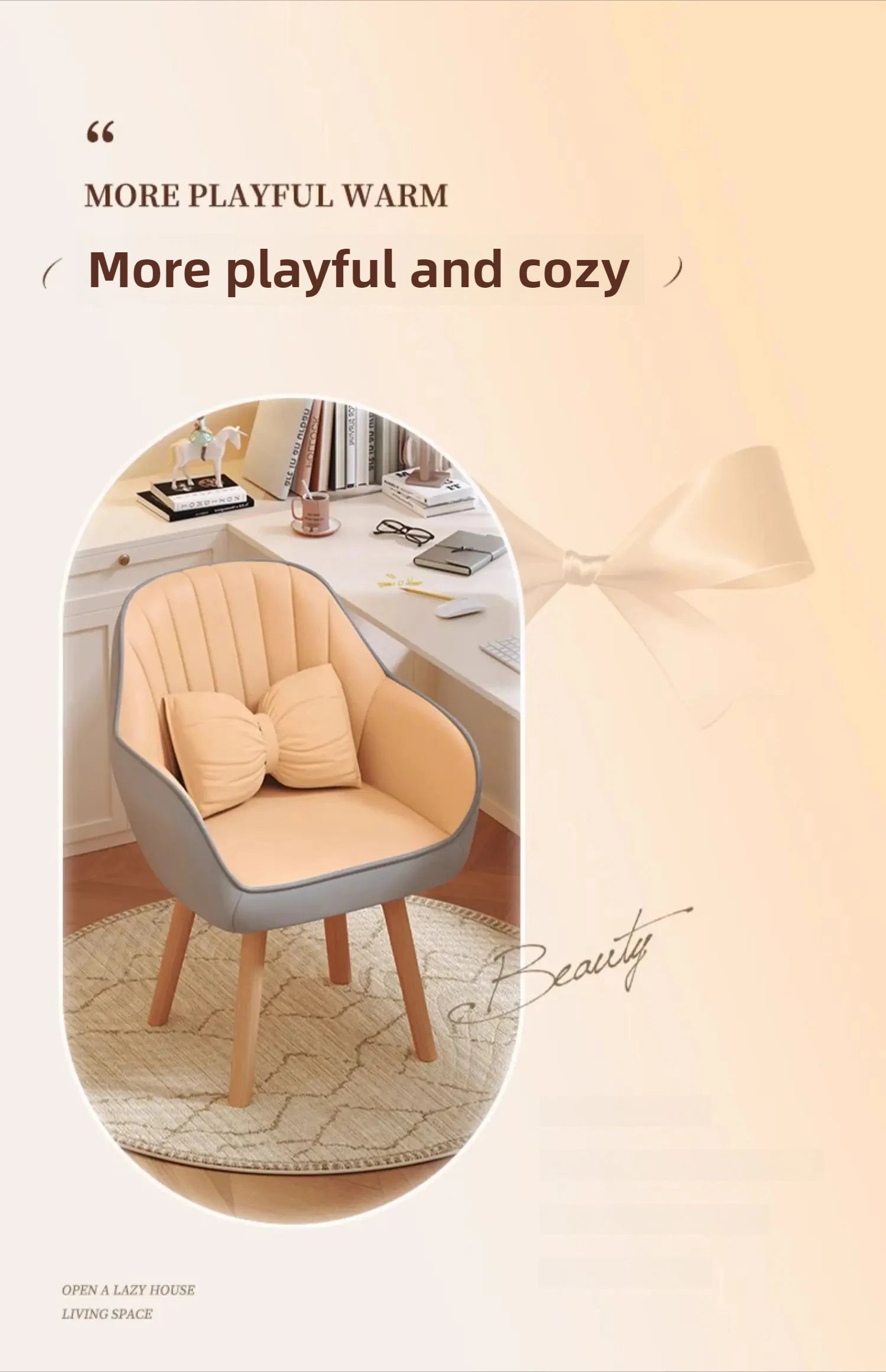 Prolonged Sitting Chair Comfortable Computer Seat Leather Backrest Chair Makeup Stool for Dormitory Study Versatile Seating