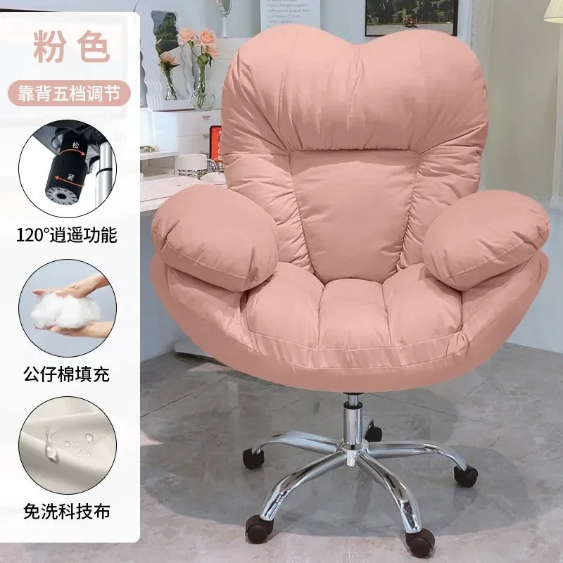 Computer Chair for Long Sitting, Adjustable Backrest Office Chair, Gaming and Study Desk Chair, Ergonomic Support for Women