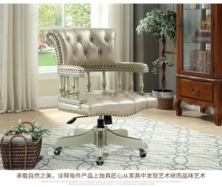 Genuine Leather Modern Office Chair Wheels Luxury Computer Gaming Chair Lounge Ergonomical Chaise De Bureau Home Furniture