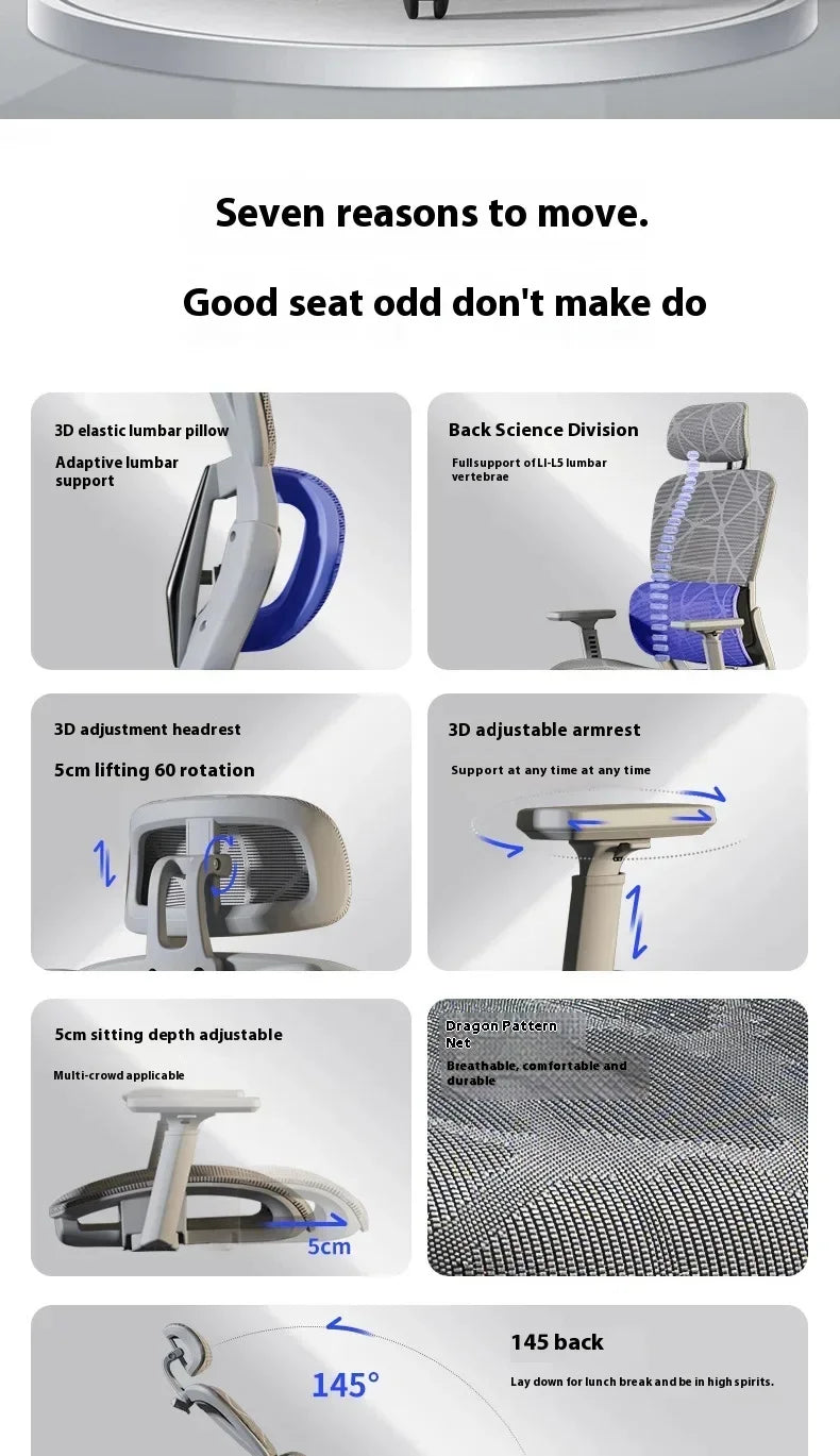 Ergonomic Office Chair Gaming Computer 3D Armchair Armrests Headrest Chair Lift High Back Sillas Gaming Foot Pedals Furniture