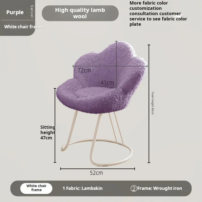 Nordic Lamb wool living room chairs INS luxury swivel soft Armchair bedroom reading makeup vanity Backrest Stool home furniture