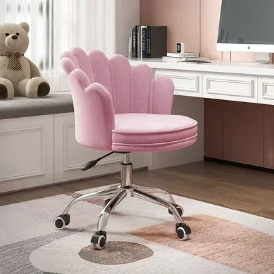Nordic Female Anchor Chair Rotatable Home Office Chair Lovely Pink Bedroom Desk Chair with Adjustable Lift Stylish Furniture