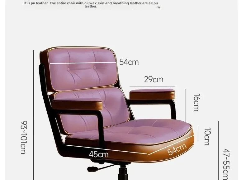 Retro Creative Computer Chair Comfortable Office Home Leather Robin Chair Light Luxury Study Chairs Ergonomic Seat Swivel Chairs