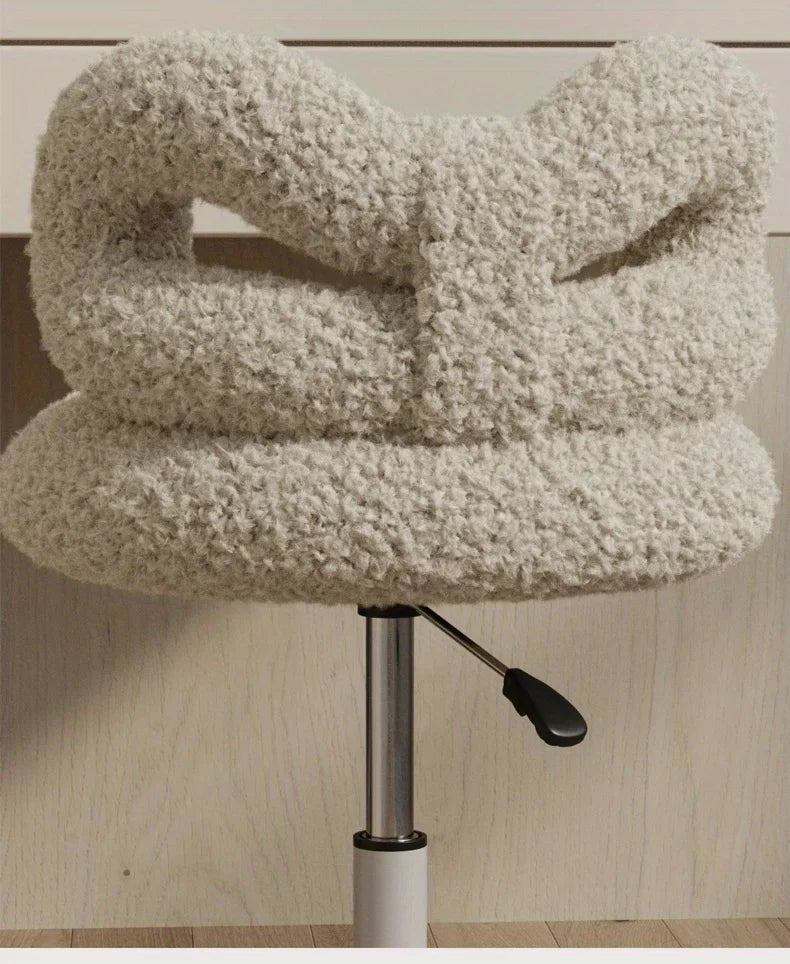 Elegant Modern Swivel Makeup Chair with Aluminum Alloy Base, Upholstered Leather,Adult Minimalist Vanity Seating for Living Room