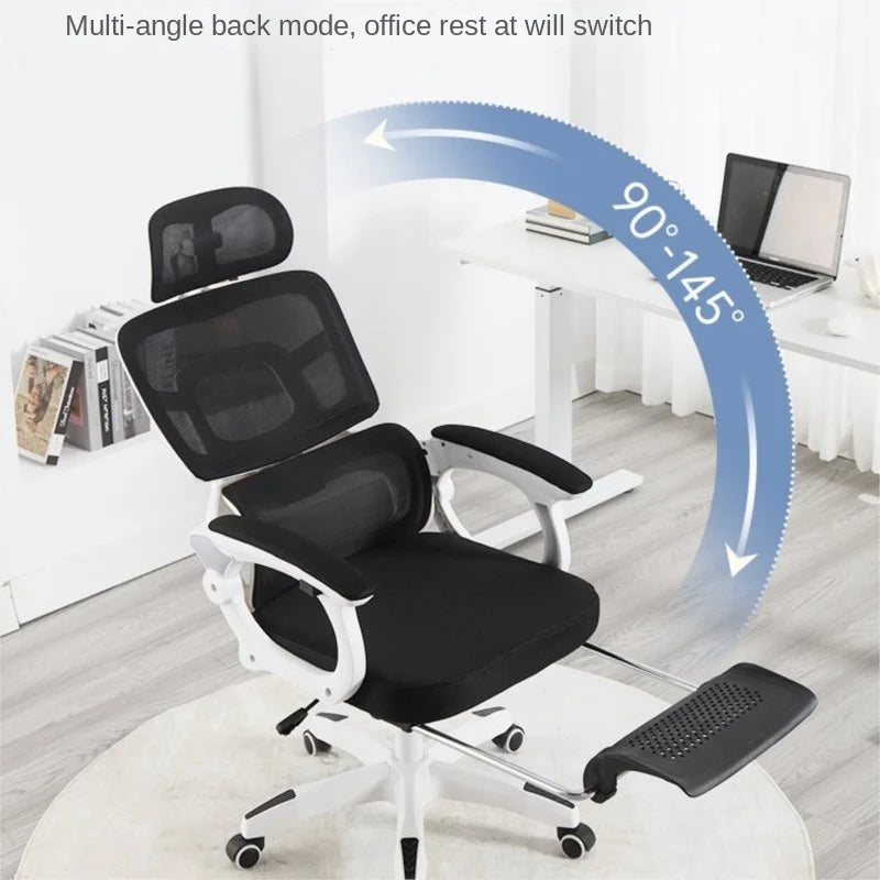 Olevo Wooden Ergonomic Chair Dormitory Movable Rotating Study Chair Office Sitting Comfortable Lying Waist Support Office Chair