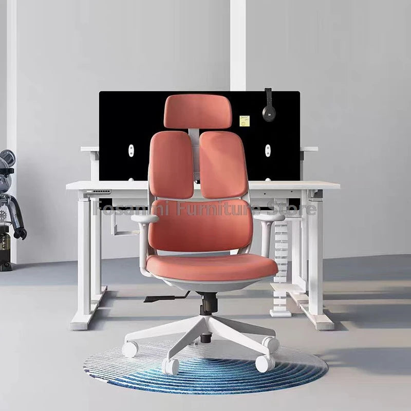 Home Swivel Desk Chair with 3-Section Ergonomic Backrest Comfy Leather Adjustable Seat Deepth Office Chair Gaming Computer Chair