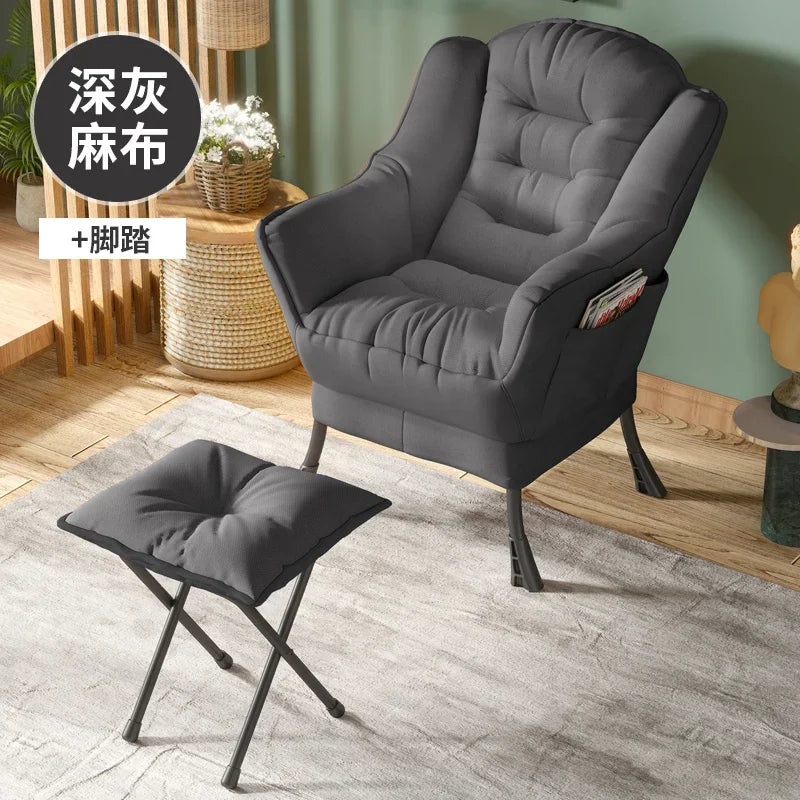 Sofa Chair Home Recreational Computer Chair Balcony Reclining Chair Backrest Small Sofa Chairs Washable  Cotton and Linen